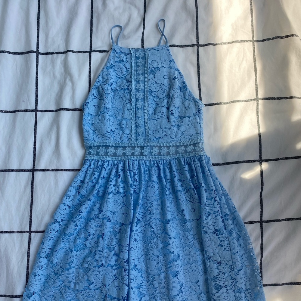 BEAUTIFUL light baby blue lace Altair’s State Dress size small halter style